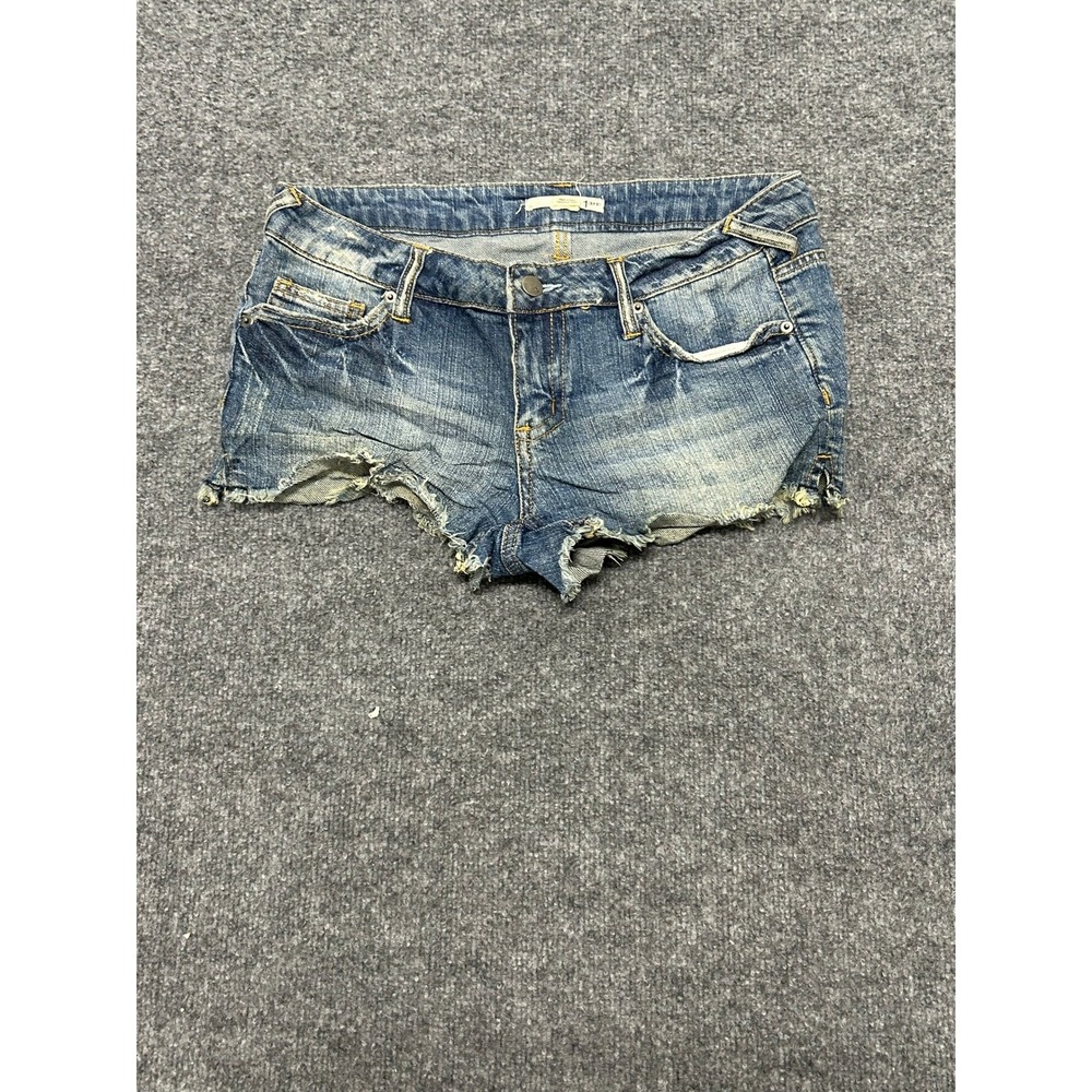 2.1 Denim Shorts Womens Size 28 Blue Distressed Raw Hem Low Rise Mini Cutoffs